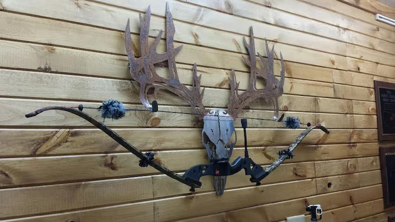 Personalized Metal Deer Skull Bow Rack-The best gift for outdoor lovers